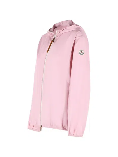 Moncler Fegeos Hood Jacket Lightweight Elasticated Cuffs In Pink