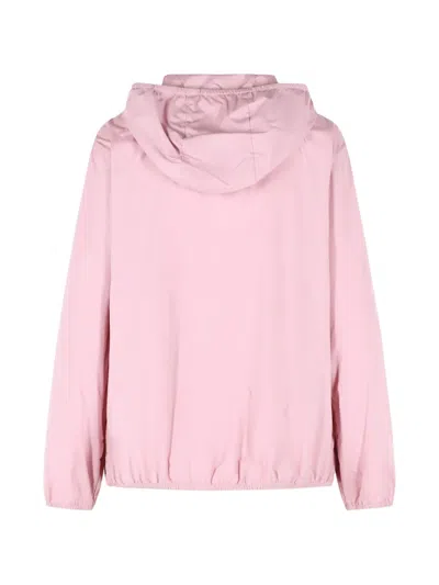 Moncler Fegeos Hood Jacket Lightweight Elasticated Cuffs In Pink