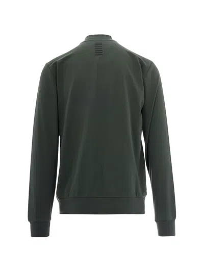 Ea7 Green Solid Mock Collar Sweatshirt In Green