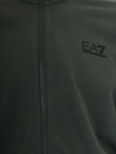 Ea7 Green Solid Mock Collar Sweatshirt In Green