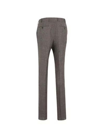 Canali Checked Button Suit In Brown