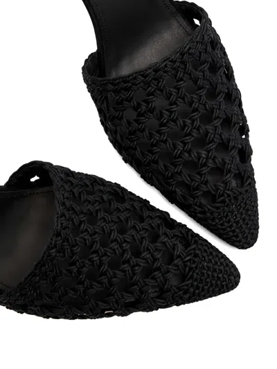 Jacquemus Wedge Espadrille Mules Pointed Toe Ribbon In Black