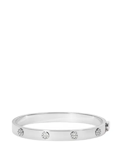 Tory Burch Icon Hinge Stud Bracelet In Silver