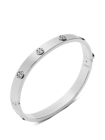 Tory Burch Icon Hinge Stud Bracelet In Silver
