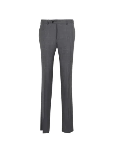 Canali Check Button Suit In Brown