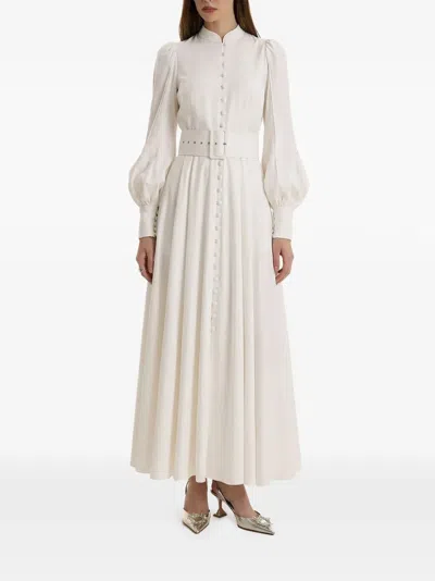 Moos Studio Buttoned Belted Maxi Dress In White