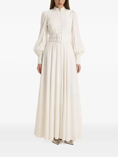 Moos Studio Buttoned Belted Maxi Dress In White
