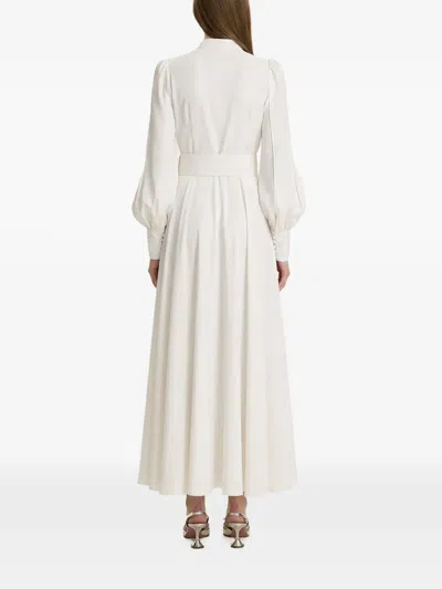 Moos Studio Buttoned Belted Maxi Dress In White