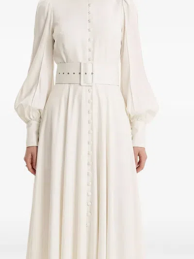 Moos Studio Buttoned Belted Maxi Dress In White