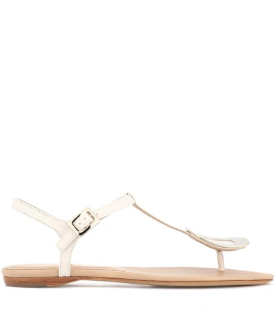 Shop Roger Vivier Chips Embellished Leather Sandals In Beige