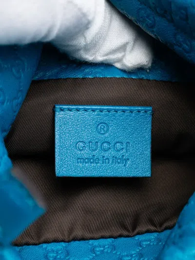 Pre-owned Gucci 2000-2015 Microssima Drawstring Pouch In Blue