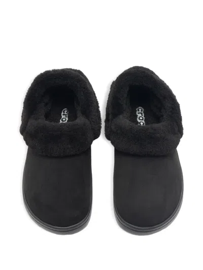 Crocs Classic Unfurgettable Clog Faux-fur Slippers In Black
