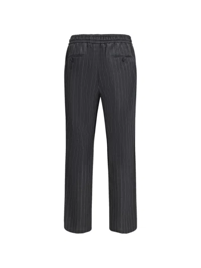 Dolce & Gabbana Stripe-pattern Drawstring Trousers In Gray