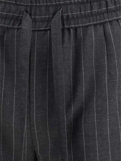 Dolce & Gabbana Stripe-pattern Drawstring Trousers In Gray