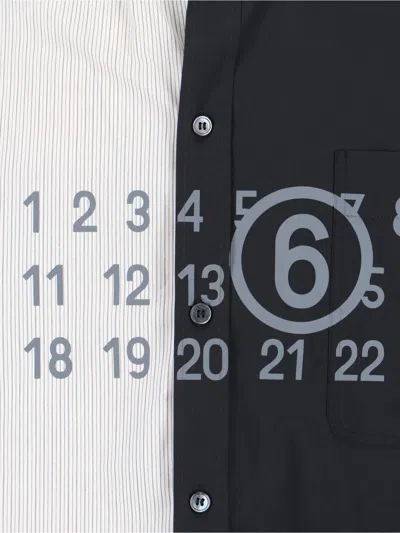 Mm6 Maison Margiela Tailored Black Shirt With Pointed Collar And Button Cuffs In Multi