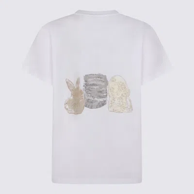 Ganni Graphic Print Crew Neck Short Sleeve Top In White