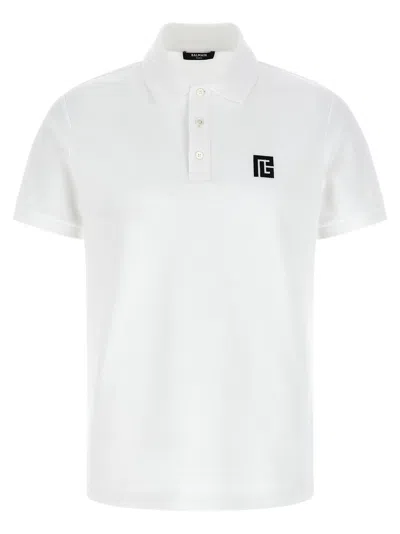 Balmain Polo Shirt Short Sleeves Ribbed Cuffs Collar In White
