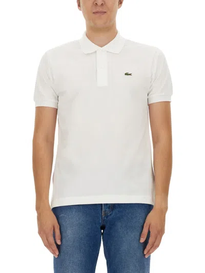 Lacoste Short Sleeve Pima Jersey Interlock Regular Fit Polo Shirt In White