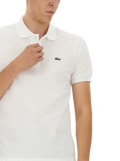 Lacoste Short Sleeve Pima Jersey Interlock Regular Fit Polo Shirt In White