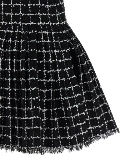 Balmain Buttoned Check Tweed Chain-strap Mini Dress In Black