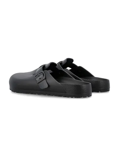 Birkenstock Boston Suede-trimmed Leather Clogs In Black
