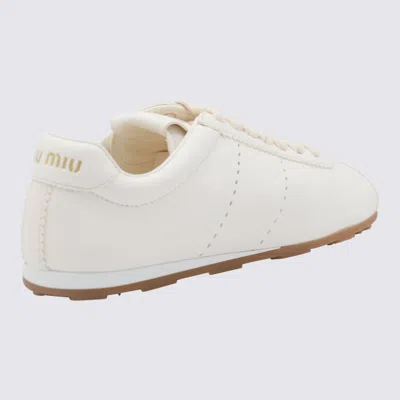 Miu Miu Plume Sneaker In Ivory Leather Women In Multi