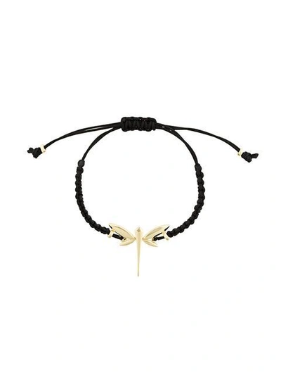 Shop Anapsara 18kt Yellow Gold Dragonfly Rope Bracelet In Black