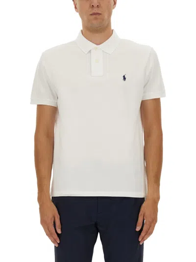 Polo Ralph Lauren Cotton Polo Shirt With Frontal Embroidered Logo In White