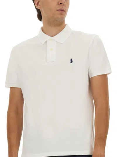 Polo Ralph Lauren Cotton Polo Shirt With Frontal Embroidered Logo In White
