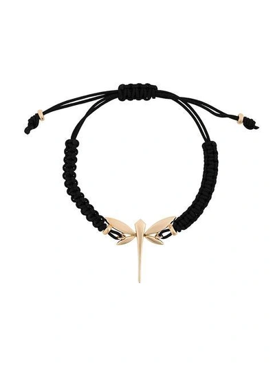 Shop Anapsara 18kt Rose Gold Dragonfly Rope Bracelet In Black