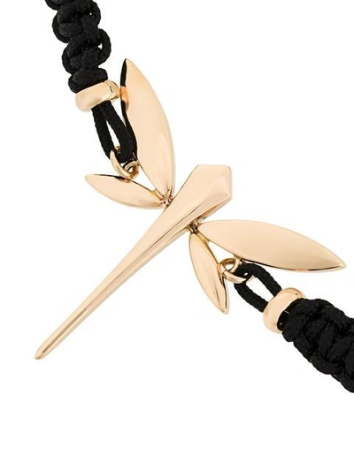 Shop Anapsara 18kt Rose Gold Dragonfly Rope Bracelet In Black