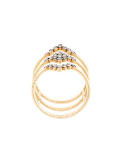 Shop Yannis Sergakis Triple Stacked Diamond Charnières Ring In Metallic