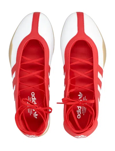 Adidas Originals Taekwondo Mei Leather Ballerina Shoes Contrast Trim In Red