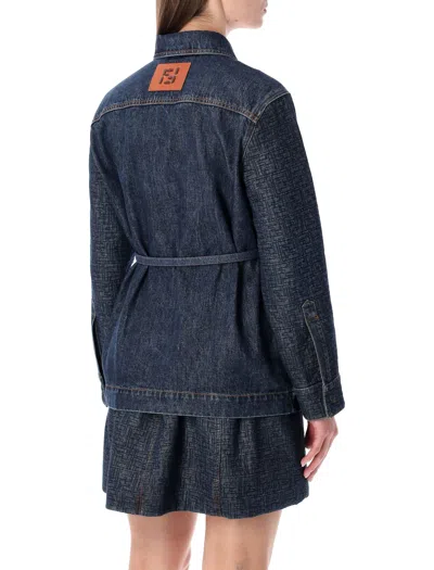 Fendi Go-to Denim Shirt Jacket With Quilted Ff Motif Clothing In Blue