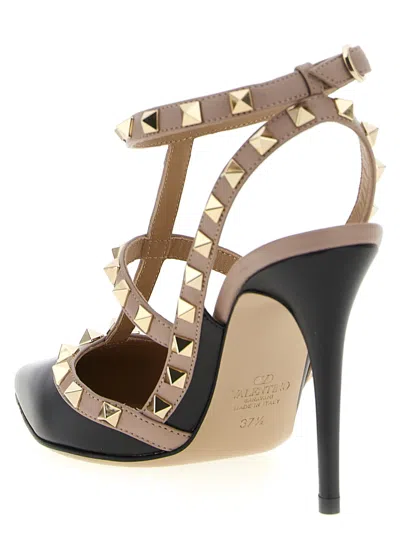 Valentino Garavani Rockstud Caged Ankle Strap Pump In Black