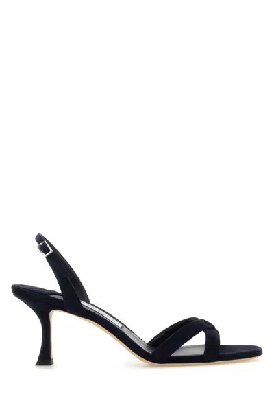 Jimmy Choo Midnight Blue Suede Elsy 70 Sandals In Black
