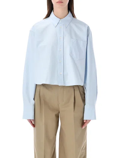 Ami Alexandre Mattiussi Blue Cotton Ami De Coeur Cropped Oversized Shirt Blue