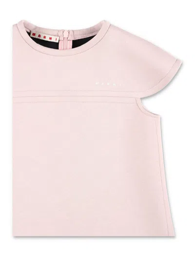 Marni Kids Logo Printed Dress In Purple