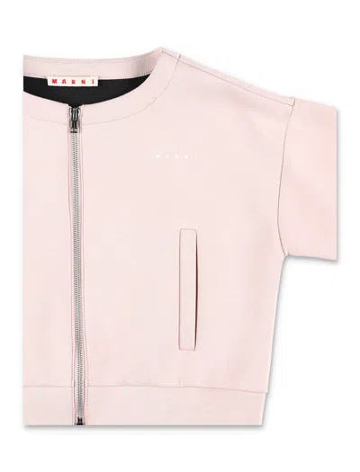 Marni Zip Cropped Jacket For Kids In Black