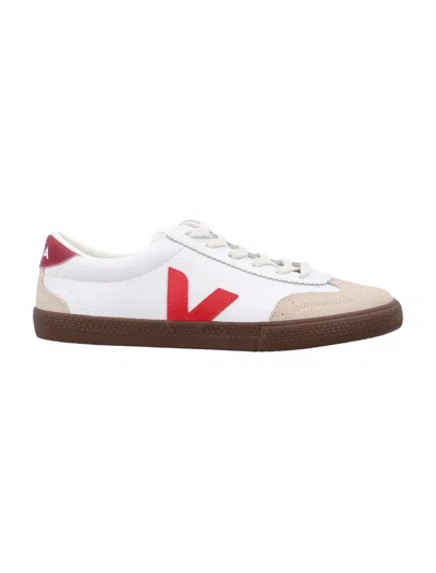 Veja Volley Panelled Leather Sneakers In White