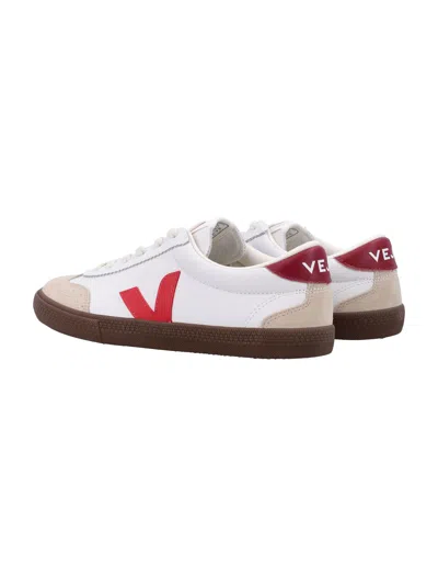 Veja Volley Panelled Leather Sneakers In White