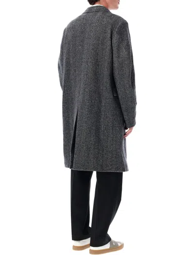 Givenchy Grey Herringbone Wool Overcoat In Multi