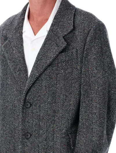 Givenchy Grey Herringbone Wool Overcoat In Multi