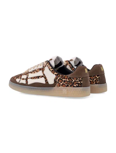 Amiri Pacific Bones Brown Low-top Sneaker With Logo Patch On The Tongue And Leopard Print In Suede Man In Animal Print