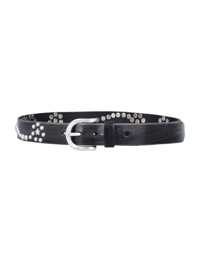 Our Legacy Unisex Leather Belt With Distinctive Design In Black