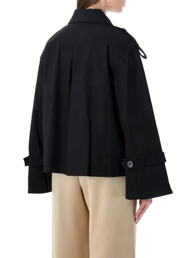 By Malene Birger Cropped Double Breasted Trench Jacket In Black