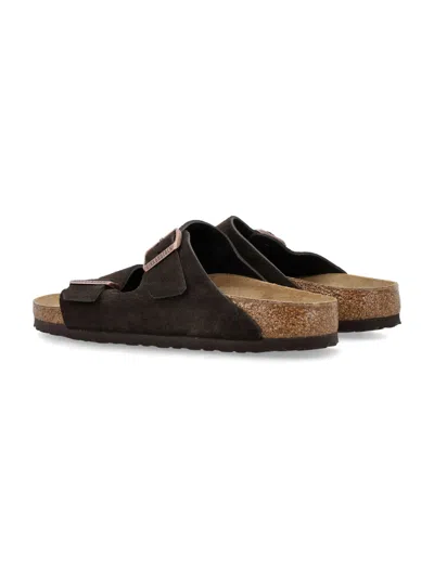 Birkenstock Arizona Slippers With Cork Midsole And Suede Upper In Brown