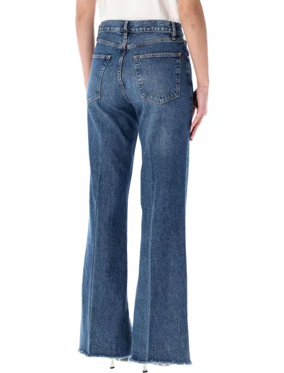 Frame The Lax Distressed Flared-leg Denim Jeans In Blue