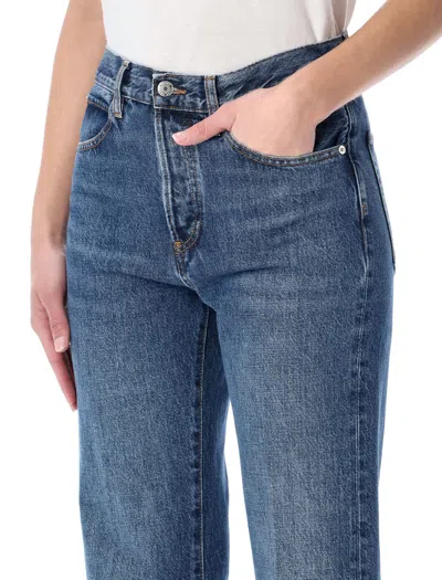 Frame The Lax Distressed Flared-leg Denim Jeans In Blue