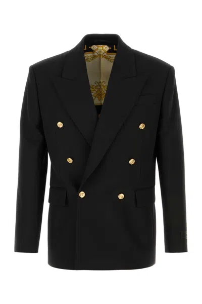 Versace Wool Blazer In Black